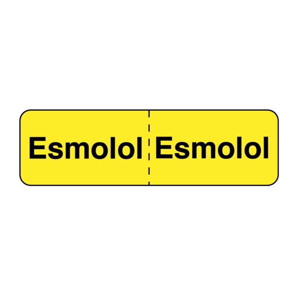 Nevs IV Drug Line Label - Esmolol/Esmolol 7/8" x 3" Yellow w/Black N-8109 - main